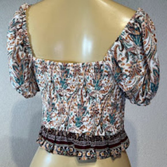 NWT $69 Band of Gypsies Crop Top Plum/Ivory Multiple Sizes - Picture 4 of 5